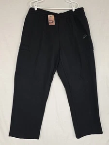 Y2K Nike Sportswear Sport Cargo #275732 Men's Black Warmup Fleece Pants Sz XXL - Picture 1 of 7
