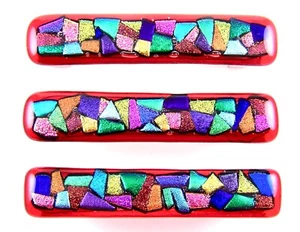 Perillas de gabinete de vidrio DICROIC cajón tiradores fragmentos de mosaico cocina baño rojo - Imagen 1 de 12