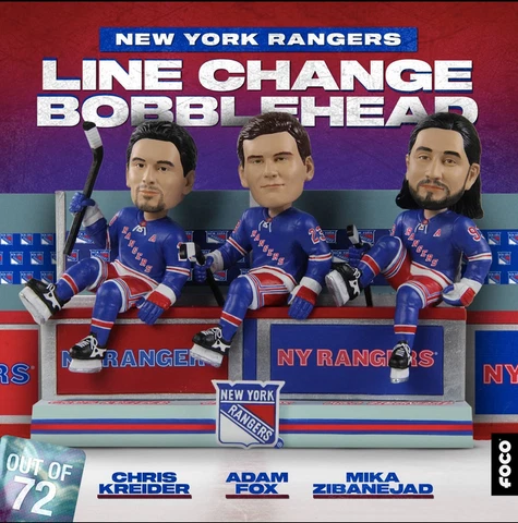 Mika Zibanejad & Adam Fox & Chris Kreider New York Rangers Line Change- In hand! Cover