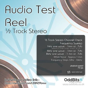 OddBits Reel to Reel Test Tape [½ Track 7½ IPS] - ¼ Inch Tape Width - Picture 1 of 2