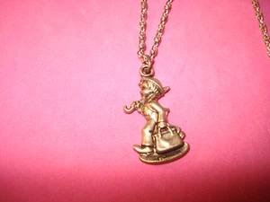 Vintage 1990 Hummel Club Sterling Silver Merry Wanderer Pendant & Necklace & Box - Picture 1 of 4