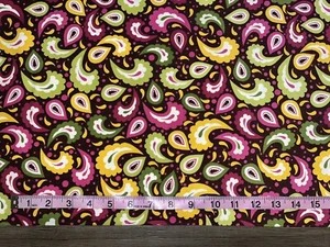 NEW~BTY~Fabric~Lightweight Corduroy~Brown/Yellow/Green/Hot Pink~Paisley - Picture 1 of 1