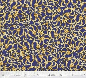 Celestial Swirls Blue & Golden Quilt Fabric - Half Yard - Picture 1 of 2