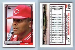 Billy Hatcher - Reds #432 Topps 1992 Baseball Trading Card - Picture 1 of 1
