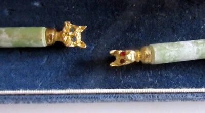 Juego de bolígrafos pequeños vintage CAT & DOG con ojos de piedras preciosas, años 50, estuche original Foto 1 de 3