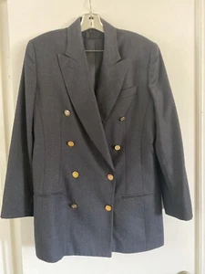 Burberrys anthrazitgrau zweireihiger Wollblazer Größe 12 Damen Vintage EUC - Bild 1 von 7