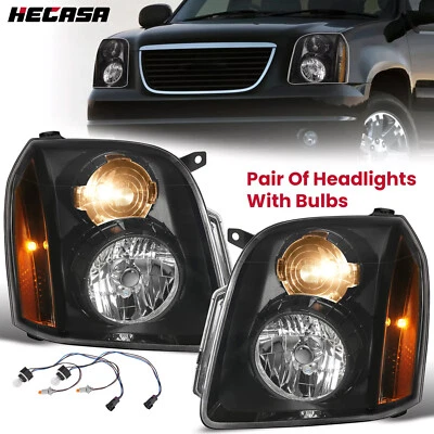 For GMC Yukon XL 1500 Denali 2007-2014 Black Housing Headlights Assembly LH+RH - Image 1 of 4