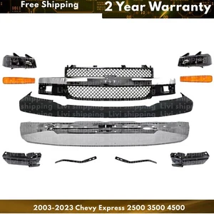 Front Bumper Chrome & Headlight Kit For 2003-2023 Chevy Express 2500 3500 4500 - Picture 1 of 7