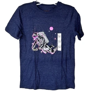 New Girl’s Navy Blue Space Astronaut Graphic Tee size Medium 8/10 - Picture 1 of 3