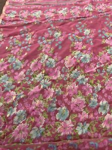 Ladies Saree Pink Floral Print Silk Blend 16.5 Feet Long X 16. 5 Inches Wide