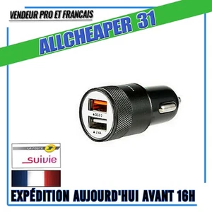 CHARGEUR ALLUME CIGARE CHARGE RAPIDE 3A /2,4A DOUBLE PORTS TRADMOBILE - Photo 1 sur 6