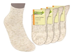 Kurzsocken LEINEN (Bund, 4 oder 8 Paar, beige melange) Baumwolle mit Leinen - Bild 1 von 6