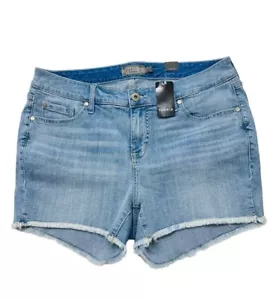 Torrid 14 Mid Rise Denim Shorts Blue Light Wash Stretch Frayed Hem NEW - Picture 1 of 10