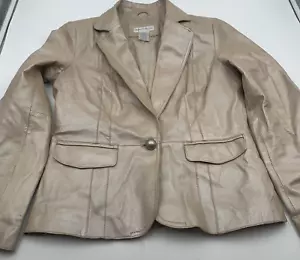 Giacca donna vintage Worthington taglia S rosa pelle perla blazer panna - Foto 1 di 23