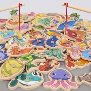 Juguete de pesca magnético de madera Montessori juego de vida marina regalo educativo para niños - Imagen 1 de 27