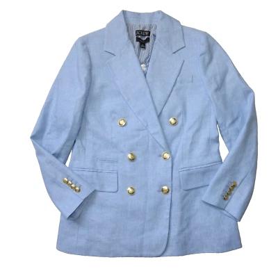 NWT J.Crew Petite Bristol Blazer in Peri Breeze White Stretch Linen Jacket 2P - Image 1 of 4