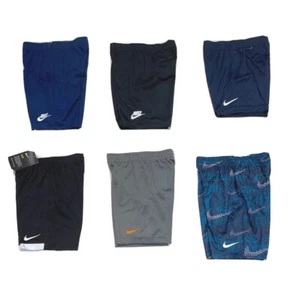 Nike Boys Dri Fit Athletic Mesh Shorts or F Terry Black/Blues/Grey Size 4-7, NEW - Picture 1 of 7