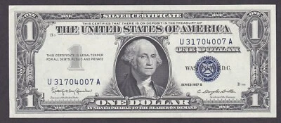 [AU] 1957-B Silver Certificate 1 Dollar U31704007A [014-1] - Image 1 of 2