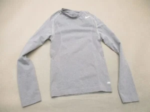 NIKE TEAM Size M Girls Gray Long Sleeve Seamless Compression Athletic Top 481 - Picture 1 of 7