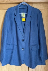 United Colours of Benetton Pure Linen Blazer. Blue. Size 14 BNWT - Picture 1 of 9