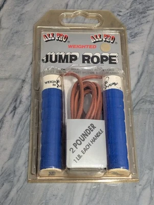 Cuerda de salto ajustable con peso All Pro, unidad de 2 libras, 1 lb cada mango, cuero de 9,5 pies Foto 1 de 3
