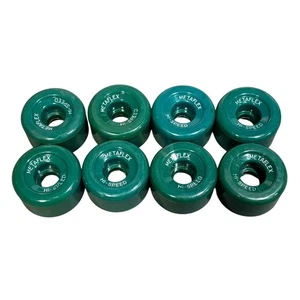 Juego de 8 ruedas de patín de alta velocidad Metaflex de colección de poliuretano verde cuádruple - Imagen 1 de 5