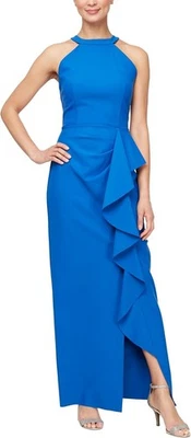 Alex вечера мать невесты похудения платье - Royal с бретелью через шею - новый - размер 16 - Изображение 1 из 3