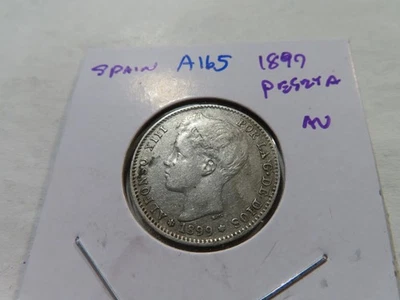 A165 Spain 1899 Silver Peseta AU - Image 1 of 2