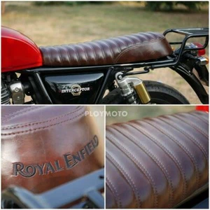 FOR ROYAL ENFIELD SEAT INTERCEPTOR 650 INT GT 650 SOFTER LUXURY DARK BROWN - Picture 1 of 9