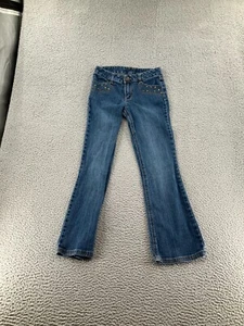Disney Hannah Montana Jeans Girls 12 Blue Denim Beaded Bootcut Leg Flat Front - Picture 1 of 20