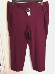 Lane Bryant Womens Pants 24 Plus Burgundy Ankle Allie Collection Magic Waistband - Picture 1 of 6