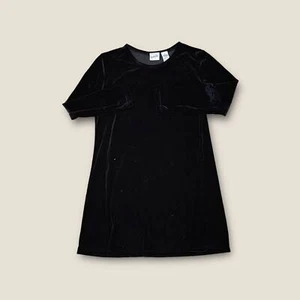 Vintage 90s Jacqueline Ferrar Velour Shift Mini Dress Black 4P - Picture 1 of 2