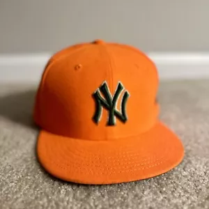 New Era 59Fifty New York Yankees Orange Camo Hat Size 7 1/2 - Picture 1 of 4