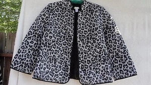Chico's NEW Reversible Light Jacket Misses L Gray Black Leopard Rayon Nylon NWT - Picture 1 of 6