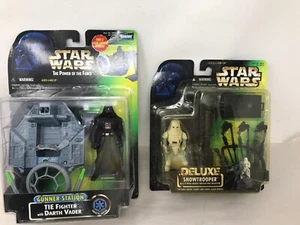 Star Wars POTF Gunner Station TIE Fighter w/Darth Vader + Deluxe Snowtrooper - Picture 1 of 9