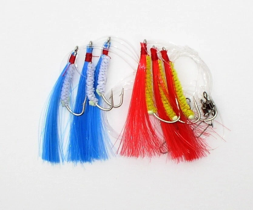 Dorsch & Seelachs Paternoster, je 3 Fliegen, sehr fängig, Norwegen, Kutterangeln - Bild 1 von 1