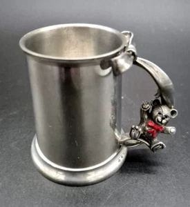 Vintage Selangor Pewter Childs Drinking cup/mug Teddy Bear, bow approx 8cm tall - Picture 1 of 4