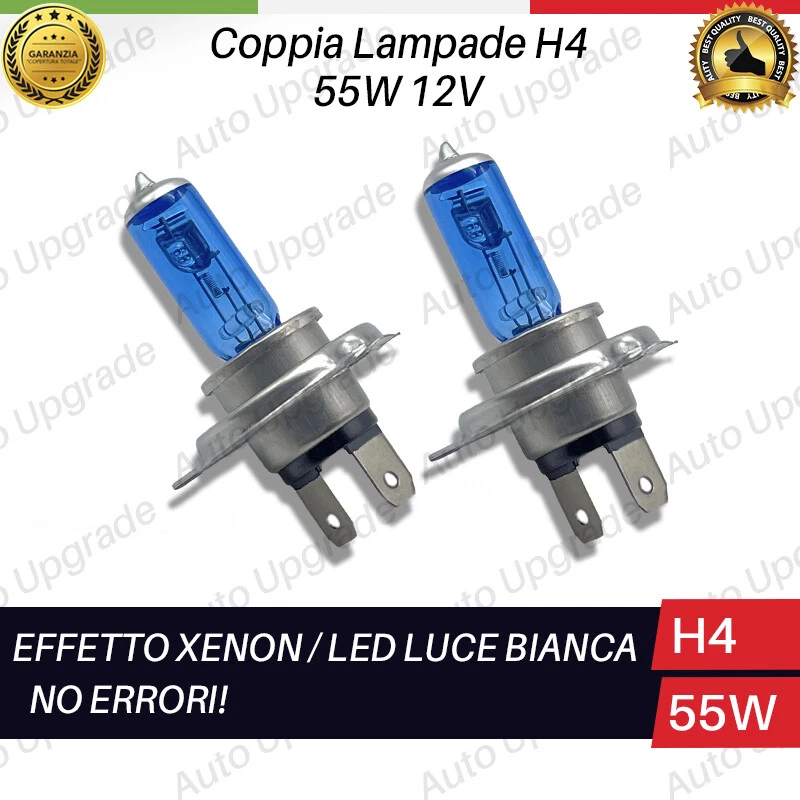 2 LAMPADINE H4 EFFETTO XENON LED PER FIAT GRANDE PUNTO ANABBAGLIANTE + ABBAGLIAN - Immagine 1 di 2