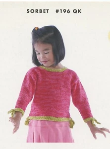 MinnowKnits Knitting Pattern 196QK Sorbet Pullover with Ties baby Child 6mo-4yrs - Picture 1 of 3
