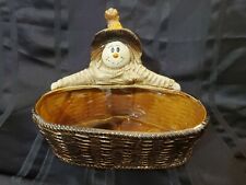 Vintage Succulent Planter Flower Pot Harvest Scarecrow Ceramic Wicker Basket