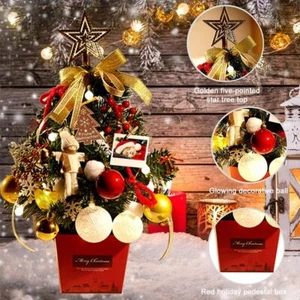 Mini Christbaumschmuck Schreibtisch mit LED Lichterkette Party Wohndeko USA - Bild 1 von 17