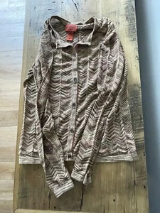 Missoni for Target medium cardigan button up brown tan gold chevron knit - Picture 1 of 4