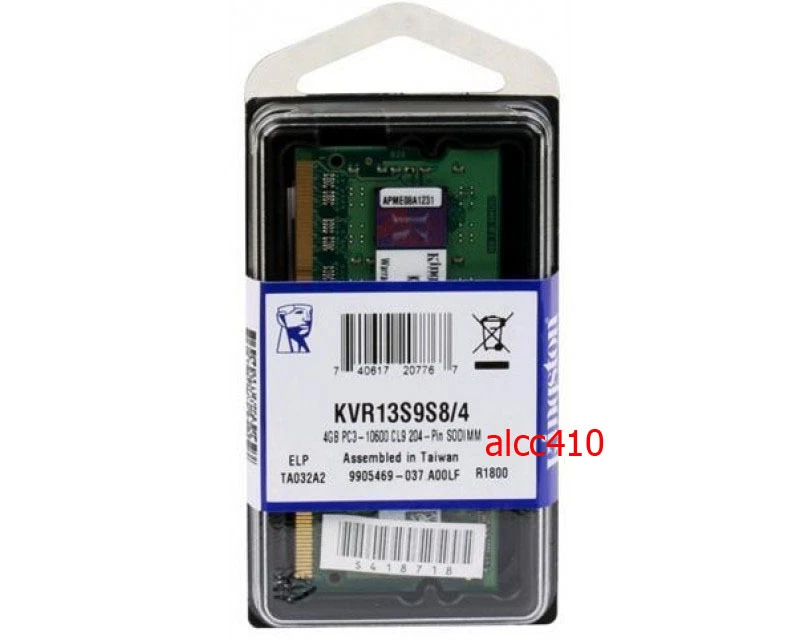 Kingston DDR3 4GB 4G 1333MHz KVR13S9S8/4 PC3-10600 SO-DIMM Laptop Memory 204 Pin - Image 1 of 1