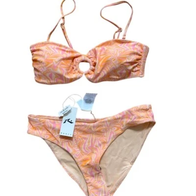 Nuevo con etiquetas Conjunto de bikini estampado de remolino oxidado traje de baño de dos piezas playa verano grande Foto 1 de 4