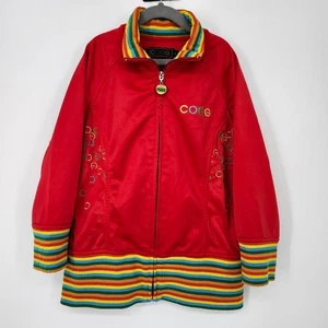 COOGI Youth Rainbow Trim Full Zip Size M Red Colorful Spellout Maximalism - Picture 1 of 9
