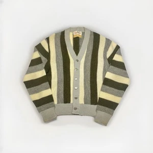 Cárdigan de lana Jantzen Canadiens vintage abuelo rayas Kurt Cobain años 50 60 talla L - Imagen 1 de 24