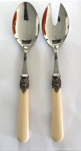 EME Flatware Napolean Ivory color18/10 Stainless Steel Salad Serving Set 2 Italy - Picture 1 of 13