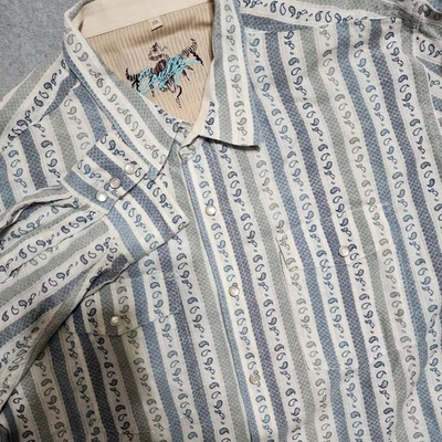 Camisa Scully Western Pearl Snap Para Hombre XX-Grande Manga Larga Cachemira Rayas Foto 1 de 4