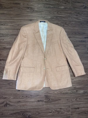 Blazer Haspel Para Hombres 42R Lana Tostada Bambú Seda Espiga Abrigo Deportivo Dos Botones Foto 1 de 4
