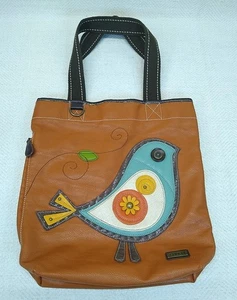 Chala Beuteltasche Handtasche Vogel vorne braun/hellbraun/gold große Druckknopftasche - Bild 1 von 17